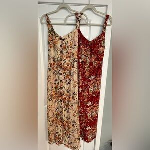 One Angie red floral open back maxi dresses